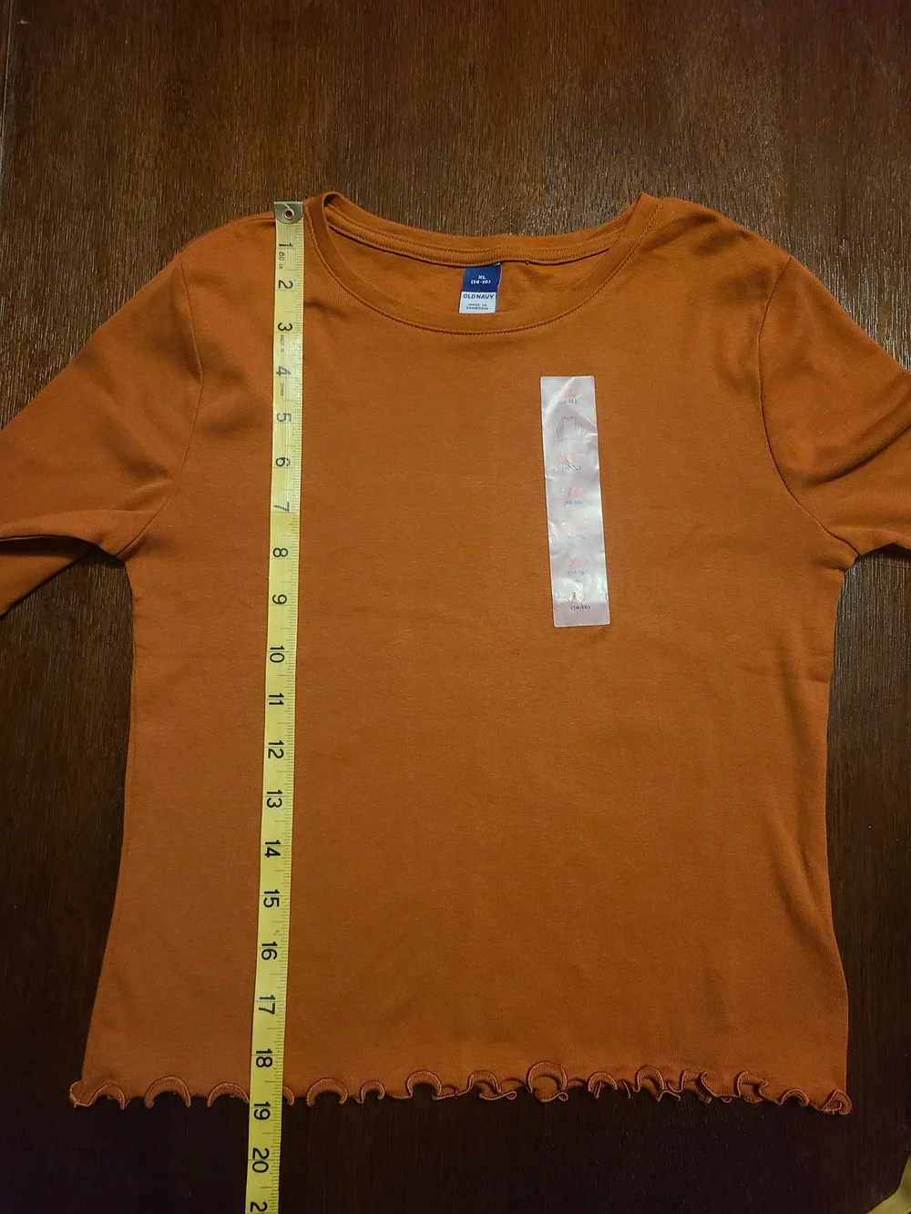 Old Navy NWT Girl's Long Sleeve Ruffle Hem Top - Rust - XL